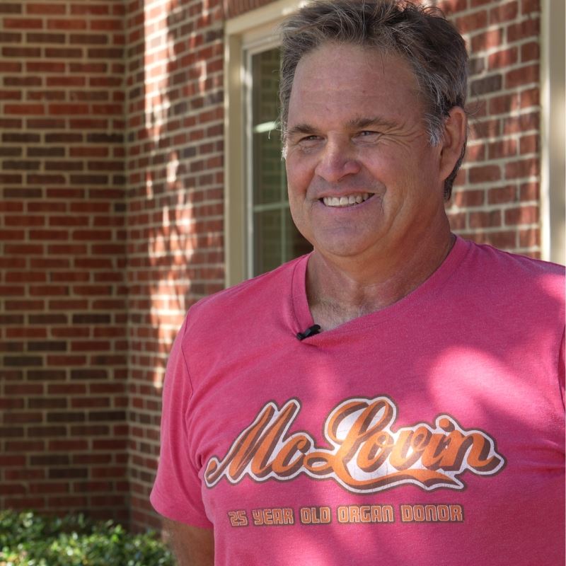 Craig Gray stands in front of Hocutt-Ellington Memorial Library